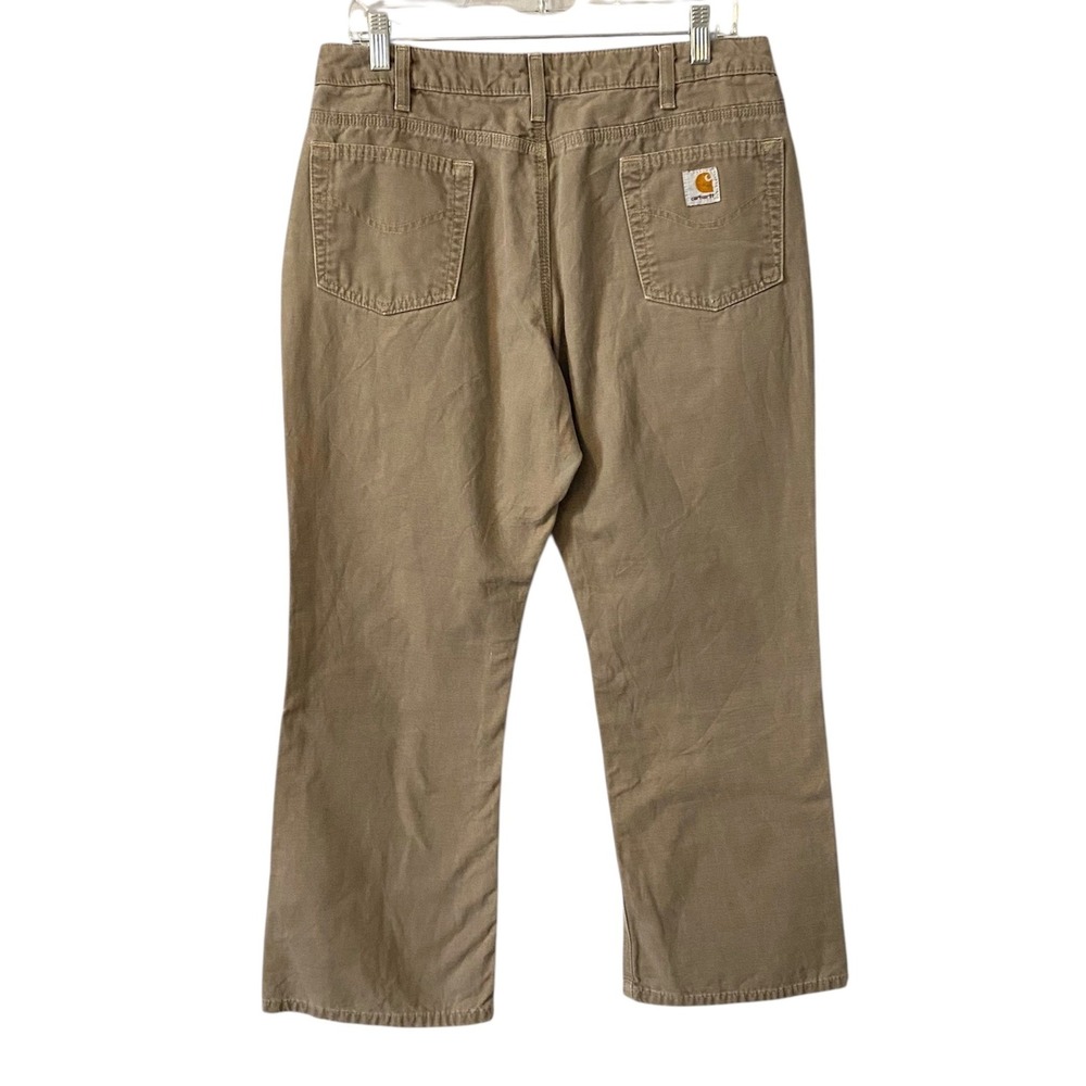 Carhartt Workwear Pants Tan Canvas Straight Leg‎ Utility Women's Size 12x28 - Picture 2 of 8